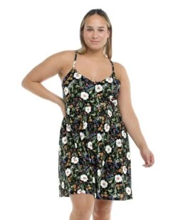 Inflorescence Ivy Plus Size Cover-Up Dress - Black