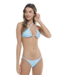Flowery Skies Dita Triangle Bikini Top - Baby Blue
