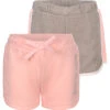 Girls' Solid And Side-Stripe Shorts Set (7-12) - Light Pink & Grey
