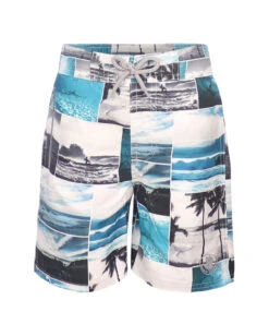 Toddler Boys' Patchwork Photo Swim Shorts - Blue/Black/White