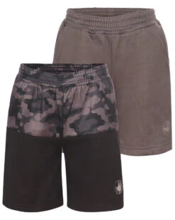 Boys' Solid And Camo/Black Shorts Set (4-7) - Camo/Black & Grey
