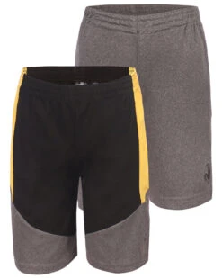 Boys' Solid And Color-Block Shorts Set (8-18) - Grey & Yellow