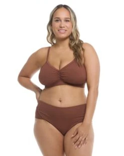Ibiza Drew Plus Size Swim Top - Brown