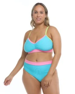 Spectrum Drew Plus Size Swim Top - Cyan