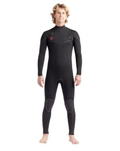 Red Cell 3/2mm Men's Chest-Zip Fullsuit - Black